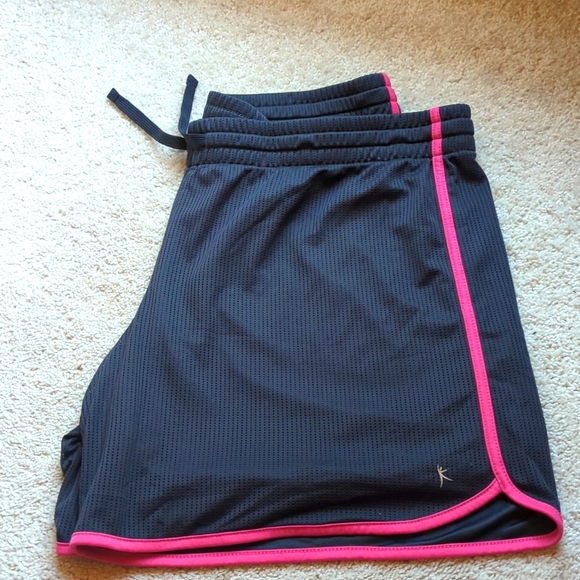 Danskin Black Athletic Shorts with Pink Accents - Picture 1 of 5